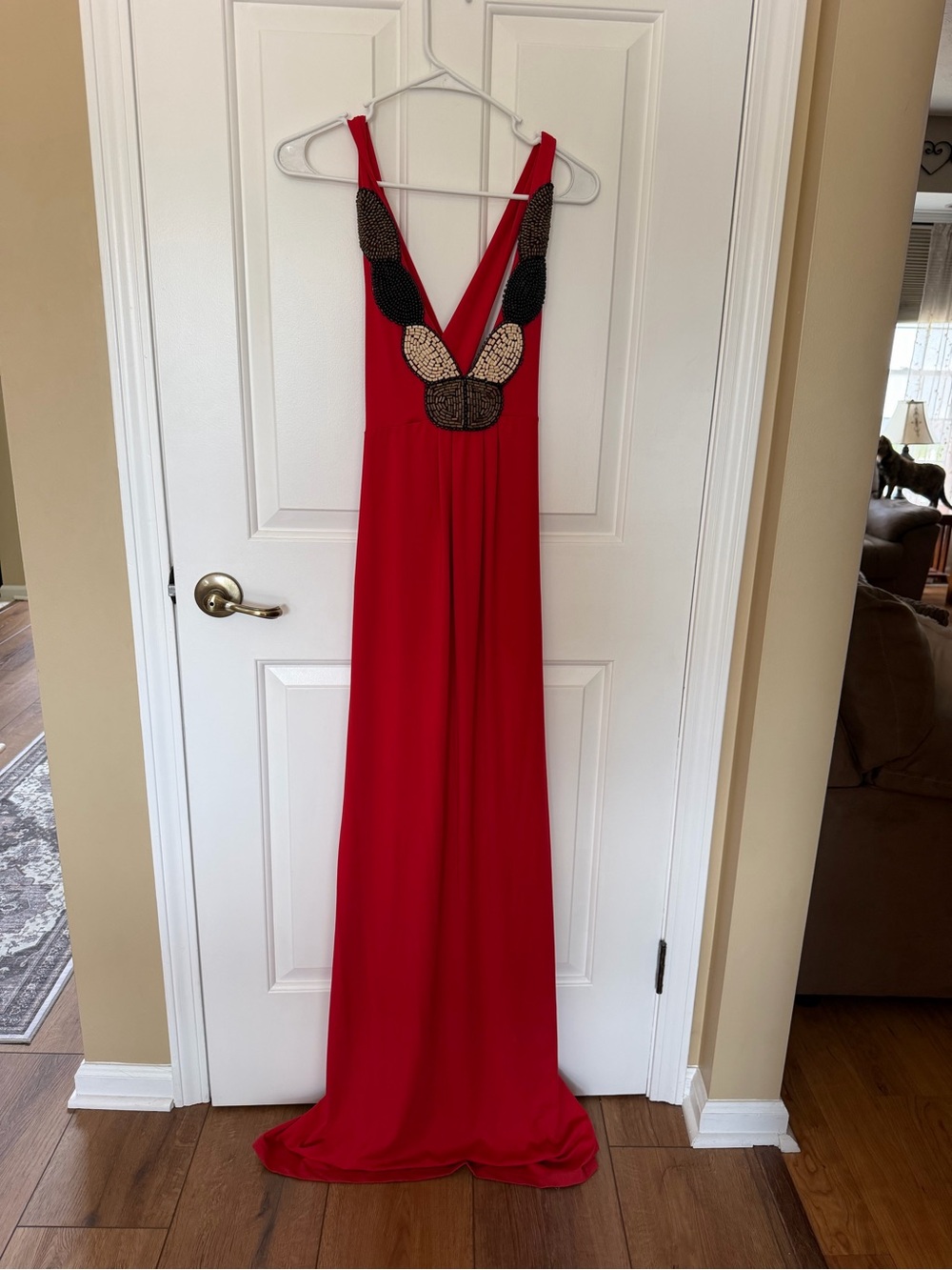 Kardashian Kollection Red Maxi Dress with Beaded Detail